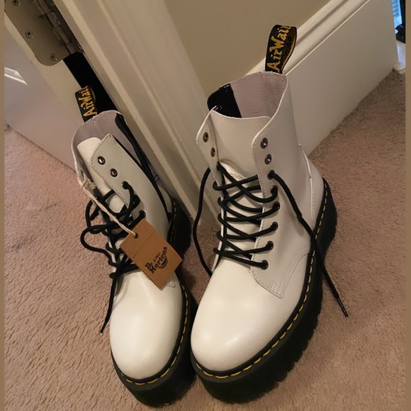 DR MARTENS Jadon Smooth White Platform Boots - Picture 3 of 3